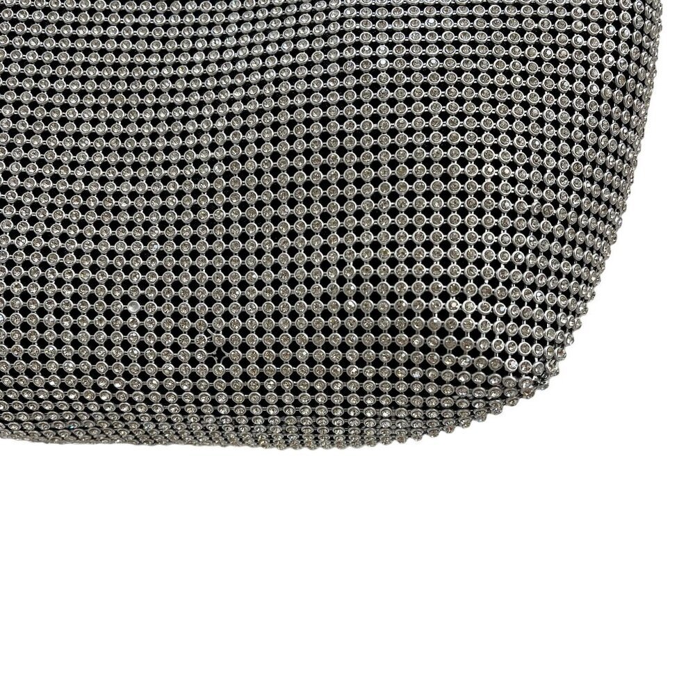 Alessia Rhinestone Mesh Silver Shoulder Bag Adjustable Strap & Zipper Closure - Picture 4 of 7